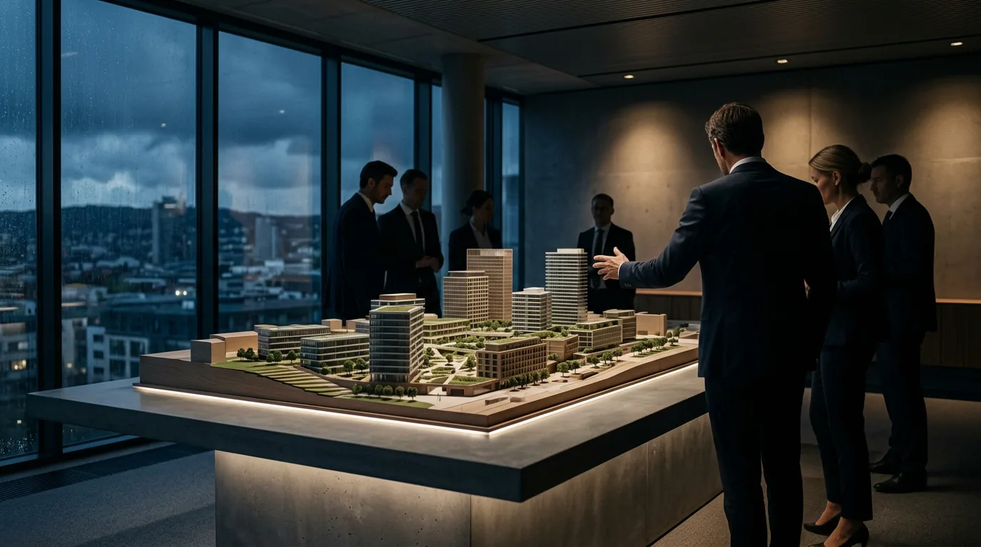 Art-Invest Real Estate und Stadt Stuttgart küren Siegerentwurf im Wettbewerb für Kodak-Areal – KI-generiertes Symbolbild