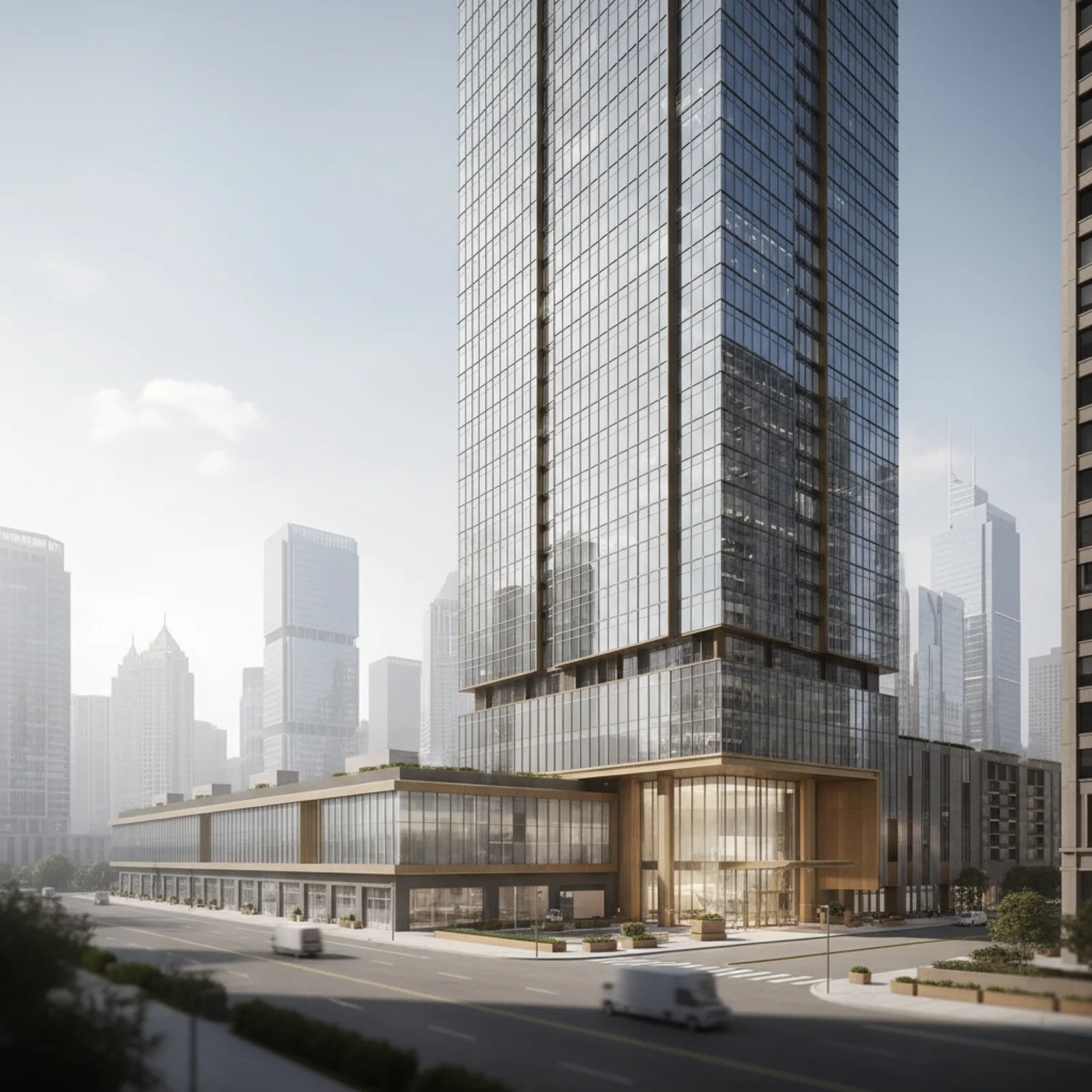 Bayerische Hausbau Real Estate vermietet 1.000 m² Bürofläche an ALPLA im Skyline Tower – KI-generiertes Symbolbild
