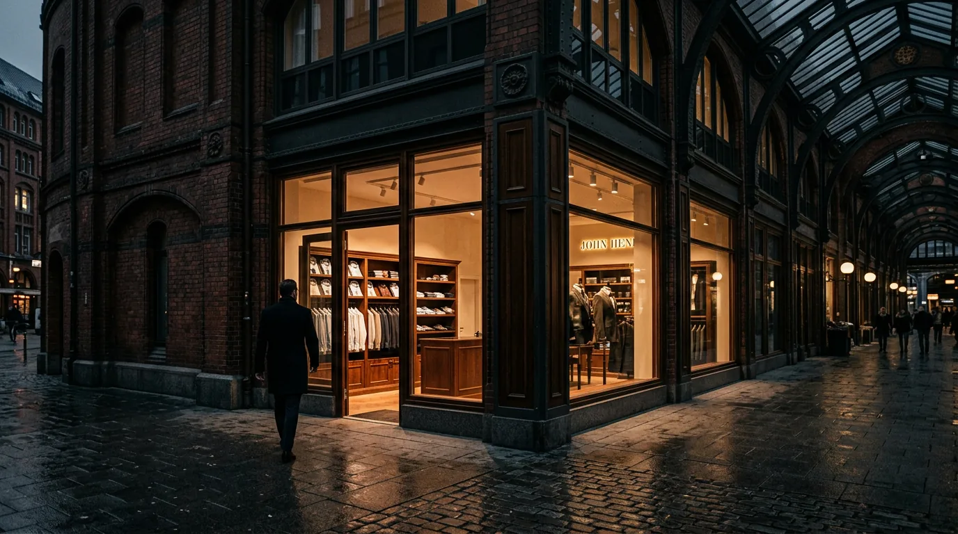 John Henric eröffnet ersten deutschen Store im Hanseviertel Hamburg unter CBRE Investment Management – KI-generiertes Symbolbild