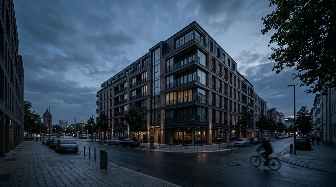 INDUSTRIA erwirbt Wohn- und Geschäftshaus „Carl Living“ in Mannheim – KI-generiertes Symbolbild