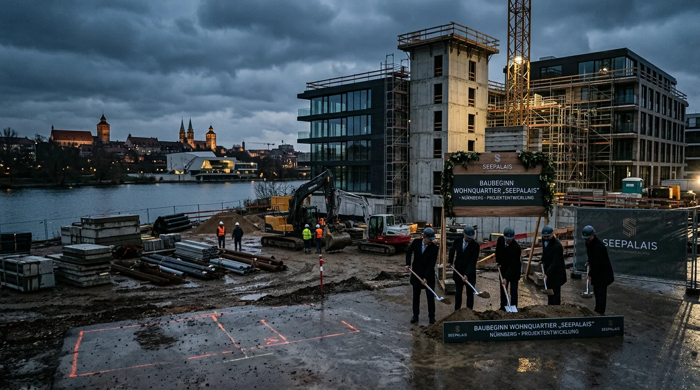 Baubeginn für das Wohnquartier „Seepalais“ in Nürnberg – KI-generiertes Symbolbild