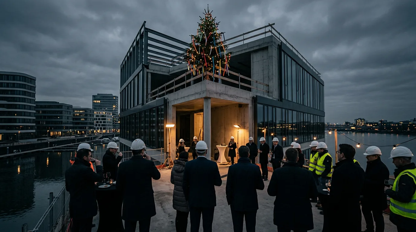 LBBW Immobilien feiert Richtfest für Büroprojekt Marina B im Mainzer Zollhafen – KI-generiertes Symbolbild