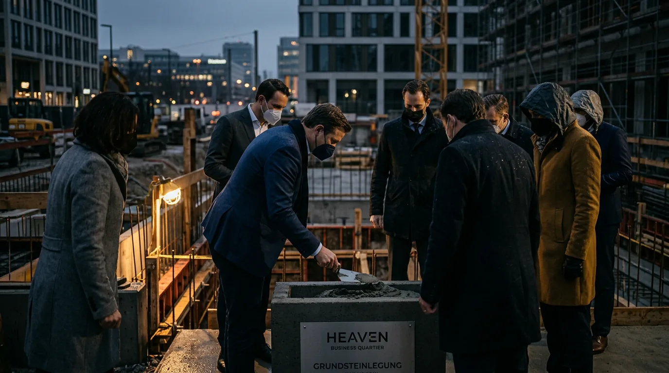 Grundsteinlegung für "HEAVEN" Business Quartier in München vollzogen – KI-generiertes Symbolbild