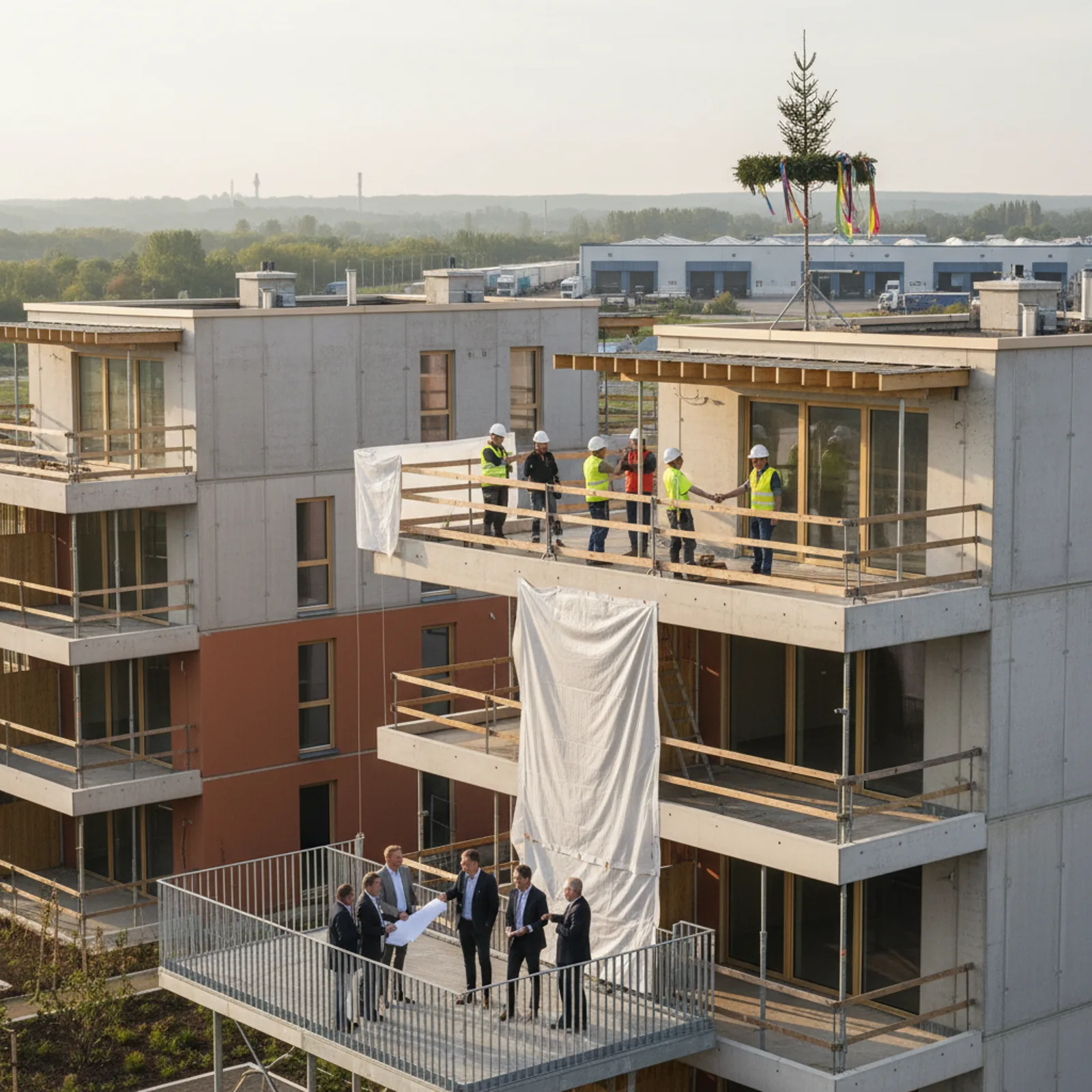 Richtfest für „Wohnen an den Neckargärten“ in Ludwigsfelde – KI-generiertes Symbolbild